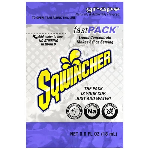 Sqwincher® 159016406, Grape Flavor Electrolyte Replenishment Drink, 47.66 oz, Packet, 5 gal Yield, Powder