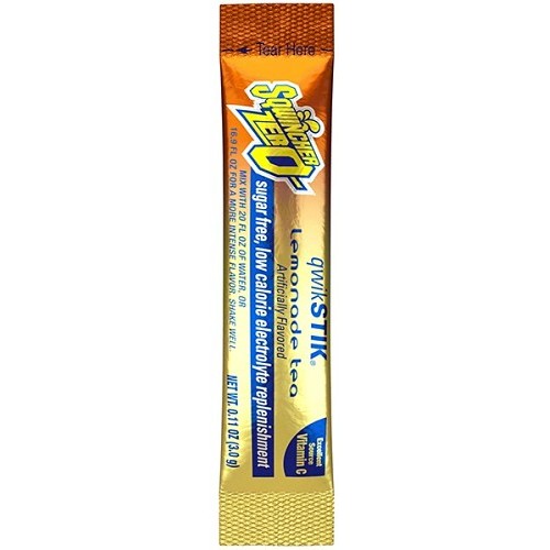 Sqwincher® Qwik Stik® ZERO 159060100, Orange Flavor Sports Drink Mix, 0.11 oz, Packet, 20 oz Yield, Powder Concentrate, Sugar Free