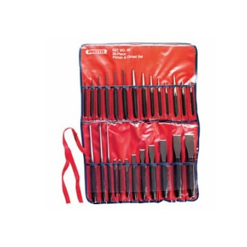 Stanley® Proto® 577-46 Punch and Chisel Set, 26 Piece, (9) Cold Chisels, (2) Center Punches, (1) Prick Punch, (6) Pin Punches, (5) Starting Punches, (3) Drift Punches