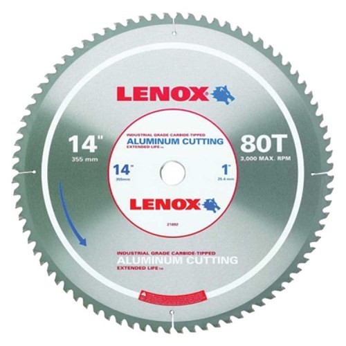 Stanley Black & Decker® Lenox® 21892AL140080CT Circular Saw Blade, 14 in Dia, 0.094 in Thickness, 1 in Arbor, Aluminum Blade, 80 Teeth