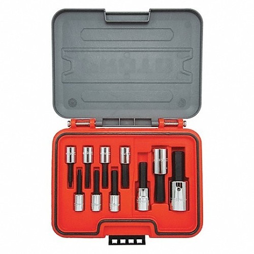 Stanley Black & Decker Proto® J52210H Hex Bit Set, No Impact Rated, Measurement System: Imperial, 3/8, 1/2 in Drive, 10 Piece, ASME Specified Specifications Met