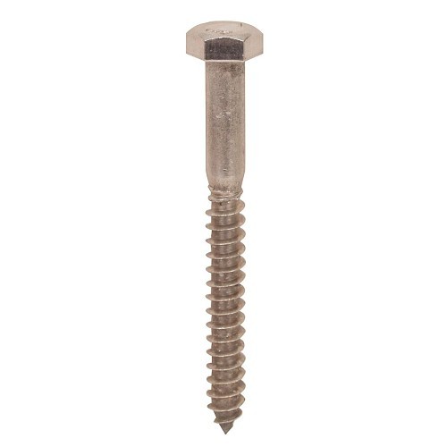 Lag Bolt, Hex, 3/8 in Dia, 3 in Length, 18-8 Stainless Steel