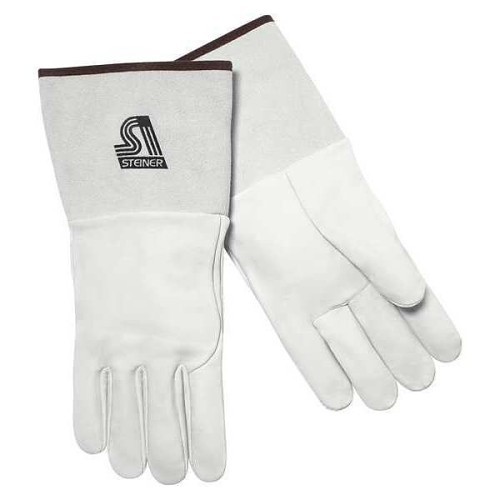 Steiner® 0223 XL Welding Gloves, X-Large, #10, Sheepskin, Tan, Unlined, Gauntlet Cuff, Wing