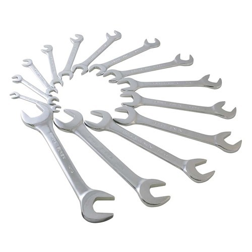 Sunex® 9914 Angled Head Wrench Set, 14 Pieces, 3/8 to 1-1/4 in, Full Polished