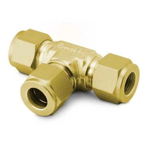 Swagelok® B-400-3 Tube Fitting, Union Tee, 1/4 in Nominal, Tube Fitting x Tube Fitting, Brass