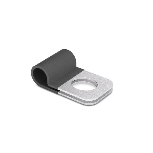 Tube Clamp, 1/2 ft Tube, Heavy Steel/Vinyl, Series: 406 HOLE