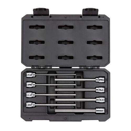 TEKTON® SHB91301 Socket Driver Bit Set, Long, Metric, 3/8 in Drive, 8 Piece, Polished, Chrome Plated