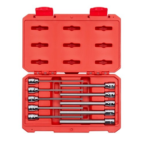 TEKTON® SHB91302 Socket Driver Bit Set, Long, Metric, 3/8 in Drive, 10 Piece, Polished, Chrome Plated