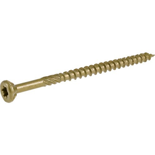 The Hillman Group Power Pro ONE 495611 Wood Screw, Measurement System: Imperial, #9, 3 in Overall Length, Flat, Carbon Steel, Star Drive, Bronze Epoxy Exterior Coating