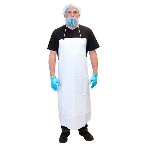 The Safety Zone® DAV06-35X45WH Apron, Vinyl, 45 in Length, 35 in Width, String Tie Closure, White