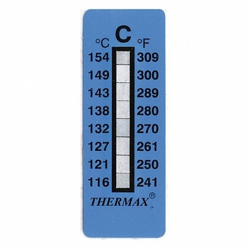 Thermax 80610 Temperature Indicator, 241 to 309 deg F, Polyester, Blue Strip