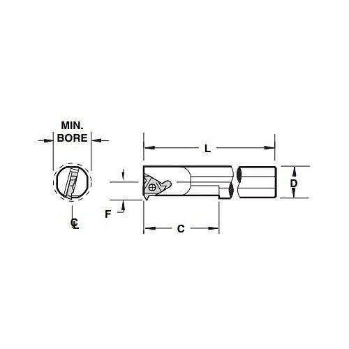 Tool-Flo AVR 750-3R Internal Bar, 0.950 in Minimum Bore Dia, 7 in Overall Length