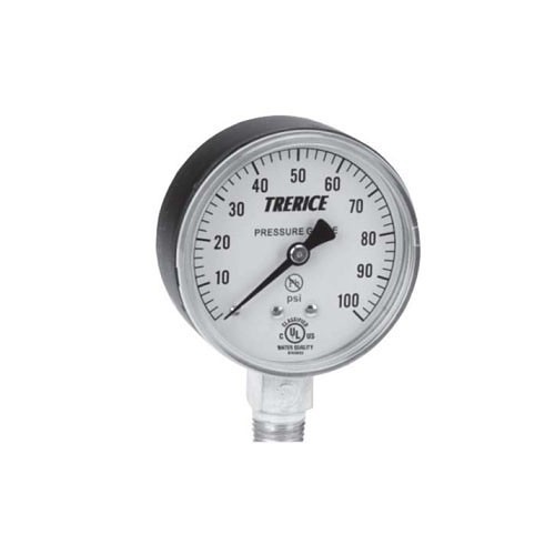 Trerice TR800B.100.212 Pressure Gauge, 1/4 in, 2.48 in Dial Diameter, Plus/Minus 1.6% Full Scale Accuracy