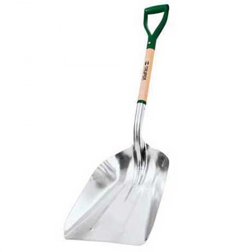 Truper® 31290 Scoop Shovel, 27 in Handle Length, 17-3/4 in Blade Length, 14-1/2 in Blade Width, Aluminum Blade, Wooden Handle