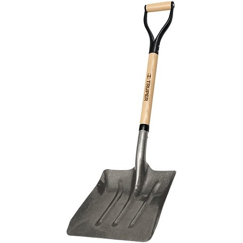 Truper® 31299 Scoop Shovel, 27 in Handle Length, 19-3/4 in Blade Length, 14-1/2 in Blade Width, Aluminum Blade, Fiberglass Handle