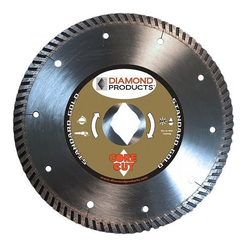 Diamond Products 12483 Standard Gold Turbo Blade, 4-1/2 in Blade Dia, 7/8 in, 0.187 in Diamond Depth