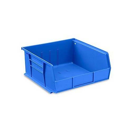 S-12417 Stackable Bin, 11 in Outside Length, 11 in Outside Width, 5 in Outside Height, Blue