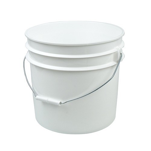 Bucket, 3-1/2 gal, 11-3/4 Top/10 Bottom in Dia, HDPE, White