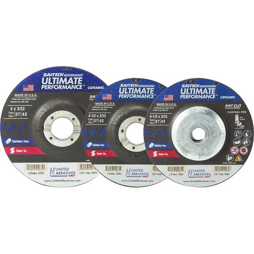 United Abrasives SAIT® 22069 Cut-Off Wheel, 4-1/2 in Wheel Dia, 3/32 in Wheel Thickness, 5/8-11 in Center Hole, Ceramic Aluminum Oxide Abrasive