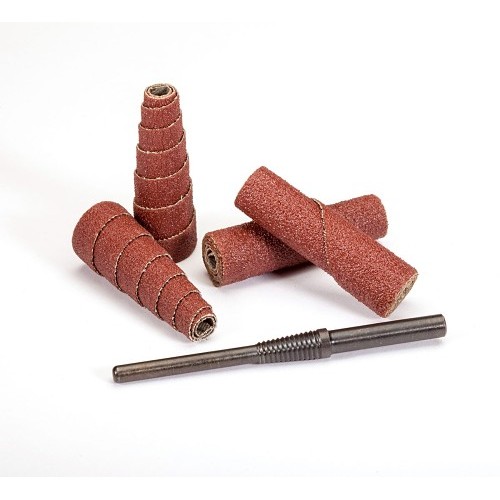 United Abrasives SAIT® 38071 Cartridge Roll, 1/2 in Maximum Roll Dia, 1-1/2 in Overall Length, 1/8 in Pilot Hole Dia, 40 Grit, Aluminum Oxide Abrasive