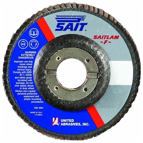 United Abrasives SAIT® 73980 Flap Disc, 4-1/2 in Disc Dia, 7/8 in Center Hole, 80 Grit, Zirconium Premium Abrasive, Type 29 Disc