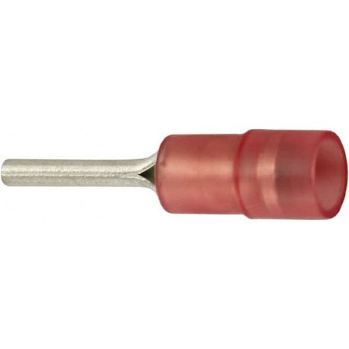 VALUE COLLECTION PTNYD1-12 Pin Terminal, 22-16 AWG Conductor, 1.9 mm Pin Dia, 12 mm Pin Length, Tin Plated Copper Terminal, Nylon Insulation, Red