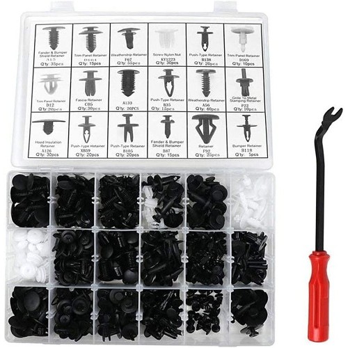 VGEBY B077M7918L Push Retainer Kit, 415 Pieces, Plastic, Black/White