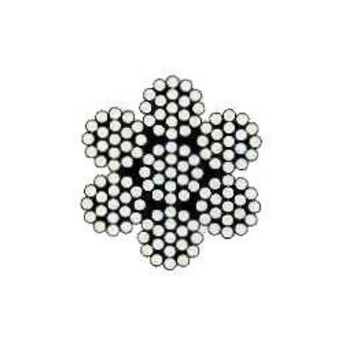 Volunteer F23 Stainless Steel Cable, 1/8 Dia in Cable, 7 X 19 Strand, 1760 lb, Stainless Steel