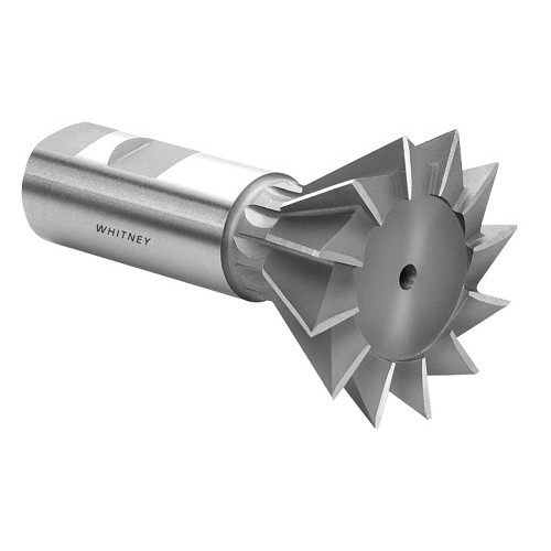 WHITNEY 10264 Milling Cutter, 1-3/8 in Cutter Dia, 3/8 in Cutting Width, 5/8 in Shank Dia, Weldon Shank, 45 deg Included Angle, 2-7/8 in Overall Length