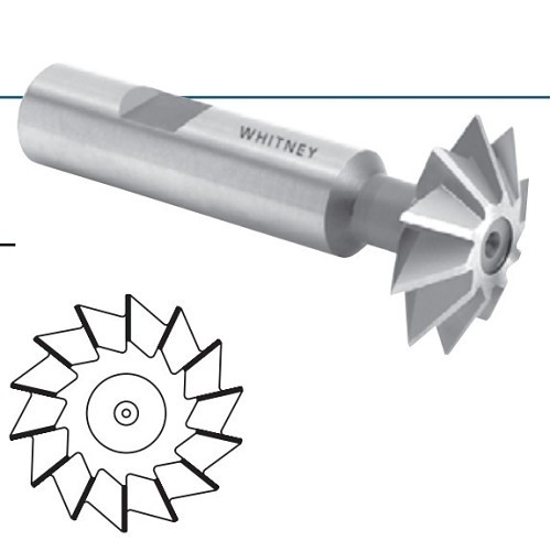 WHITNEY DA3860CT Chamfer Milling Cutter, 3⁄8 in Cutter Dia, 9⁄64 in Length of Cut, 6 Flutes, 3⁄8 in Shank Dia, 2-3⁄8 in Overall Length