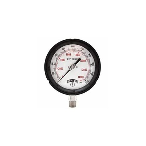 WINTERS PPC5064R1 Pressure Gauge, 0 to 100 psi, 1/2 in NPT, 4-1/2 in Dial Diameter, +/-0.5 % Accuracy