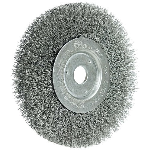 Weiler® 01068 Wire Wheel Brush, 6 in Brush Dia, 3/4 in Face Width, 0.012 in Filament/Wire Diameter, 3/4 in Arbor Hole