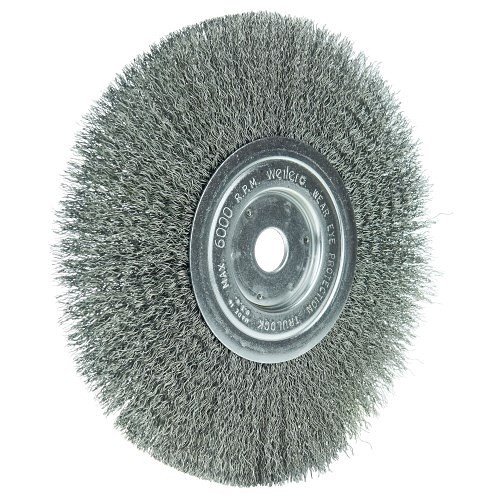 Weiler® 01168 Wire Wheel Brush, 8 in Brush Dia, 3/4 in Face Width, 0.0118 in Filament/Wire Diameter, 3/4 in Arbor Hole