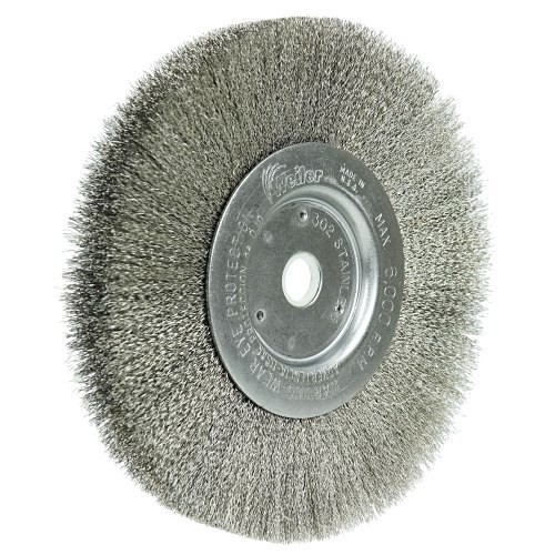 Weiler® 01675 Wire Wheel Brush, 6 in Brush Dia, 3/4 in Face Width, 0.006 in Filament/Wire Diameter, 5/8 to 1/2 in Arbor Hole