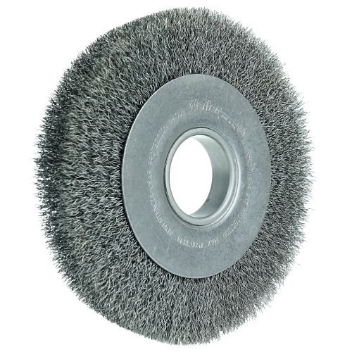 Weiler® 06100 Wire Wheel Brush, 8 in Brush Dia, 1 in Face Width, 0.0104 in Filament/Wire Diameter, 2 in Arbor Hole