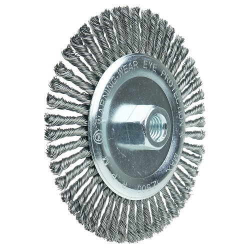 Weiler® 08766 Wire Wheel Brush, 6 in Brush Dia, 3/16 in Face Width, 0.020 in Filament/Wire Diameter, 5/8-11 UNC in Arbor Hole