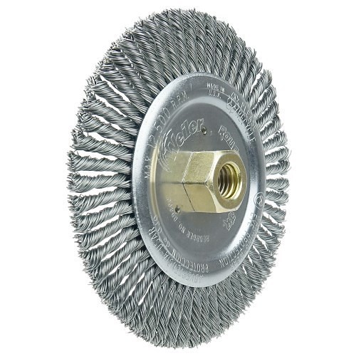 Weiler® 09400 Wire Wheel Brush, 6 in Brush Dia, 3/16 in Face Width, 0.020 in Filament/Wire Diameter, 5/8-11 UNC in Arbor Hole