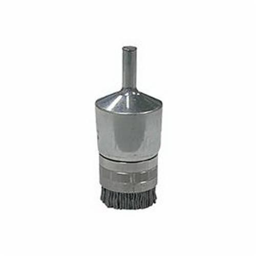 Nylox® 11165 Stem Mount End Brush, 3/4 in Dia Brush, Crimped, 0.035 in Dia Filament/Wire, Silicon Carbide Fill, 3/8 in L Trim