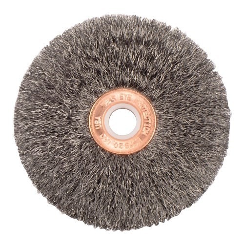 Weiler® 15543 Wire Wheel Brush, 3 in Brush Dia, 5/8 in Face Width, 0.008 in Filament/Wire Diameter, 1/2 to 3/8 in Arbor Hole