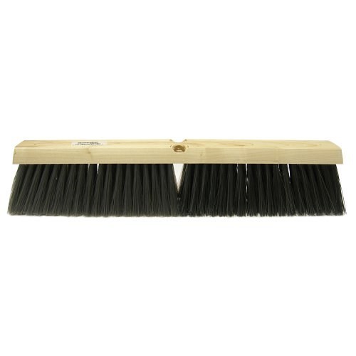 Weiler® Vortec Pro® 25235 Push Broom, 24 in Overall Length, 3 in Trim Length, Medium Sweep, Black Bristle, Polystyrene Border/Stiff Polypropylene Bristle