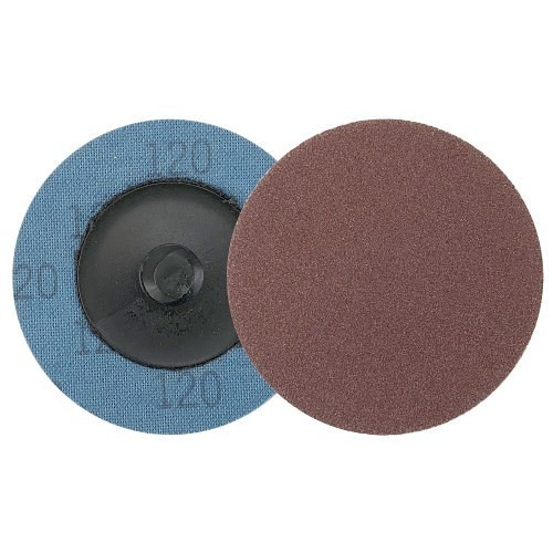 Weiler® 60124 Coated Finishing Disc, 2 in Disc Dia, 120 Grit, Fine Grade, Aluminum Oxide Abrasive, Plastic Button Attachment