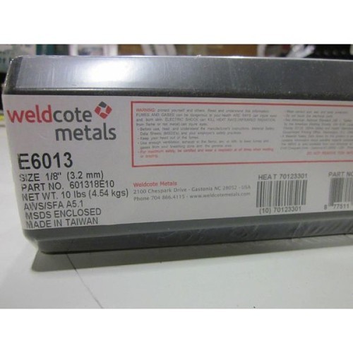 Weldcote Metals 601318E10 Electrode, 1/8 in Dia, 10 lb, Box