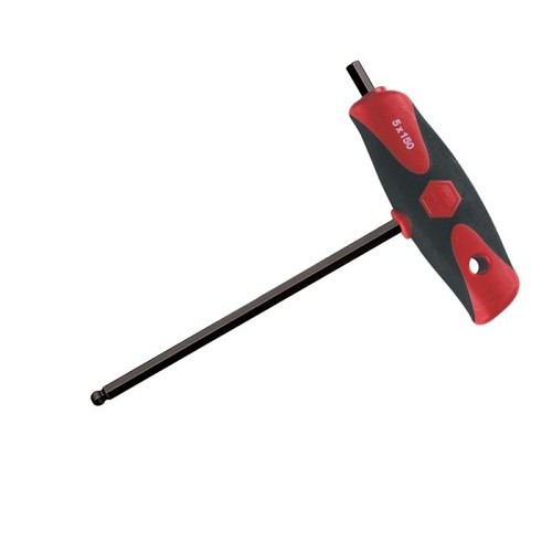 Wiha® 33450 T-Handle, Ball End, 5 mm Insert, Hex Drive, 150 mm Overall Length, Soft Grip Handle