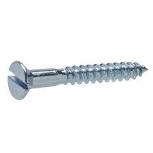 Wood Screw, #10 Diameter - Thread, 1-1/4 in L, Flat Head, Steel, Slotted Drive, Zinc Plated