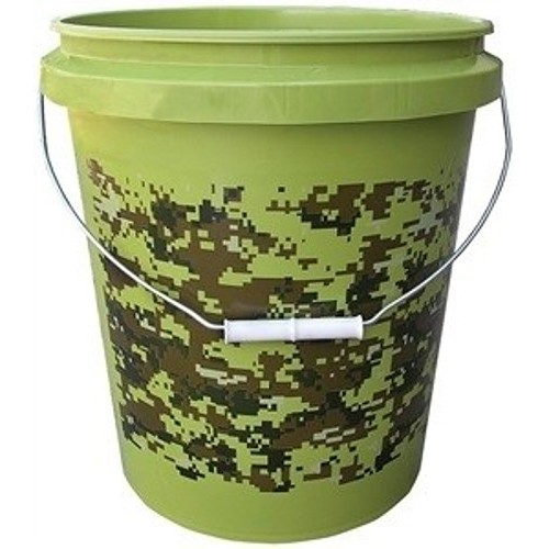 Pail Bucket, Multi-Use, 5 gal, Plastic, Forest Green Camouflage