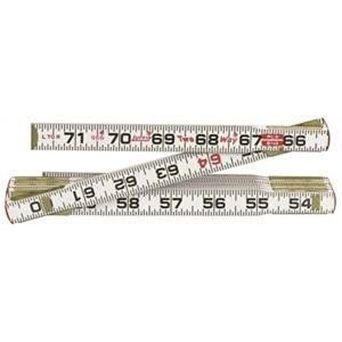 Ruler, 2-Way, Measuring System: Imperial, 6 ft Length, Wood, 5/8 in Width