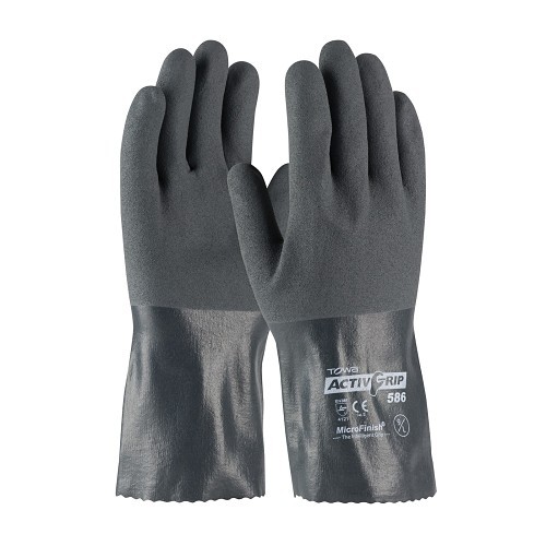 PIP® G-Tek® 33-B125V/L Blend Gloves, Seamless Knit, Large, #9, Polyurethane Palm, Polyurethane, Black, Knit Wrist Cuff, Nylon