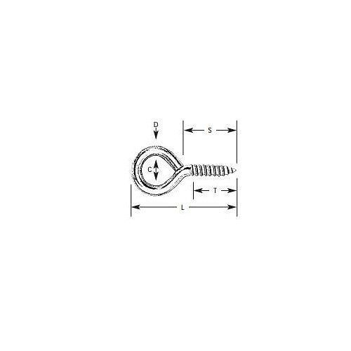 hindley 10001 Eye Bolt, Imperial, 3/8 in Diameter - Thread, 3-7/8 in Shank Length