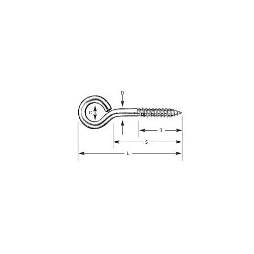hindley 11103 Eye Bolt, Imperial, 1/4 in Diameter - Thread, 5 in Shank Length