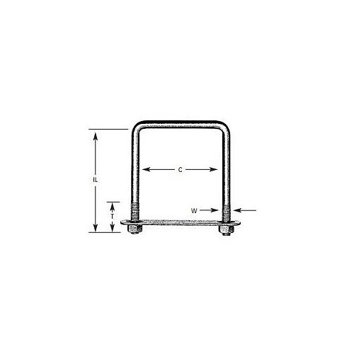 hindley 11316 U-Bolt, 3/8 in Pipe, 5 in Inside Length, Square Bend